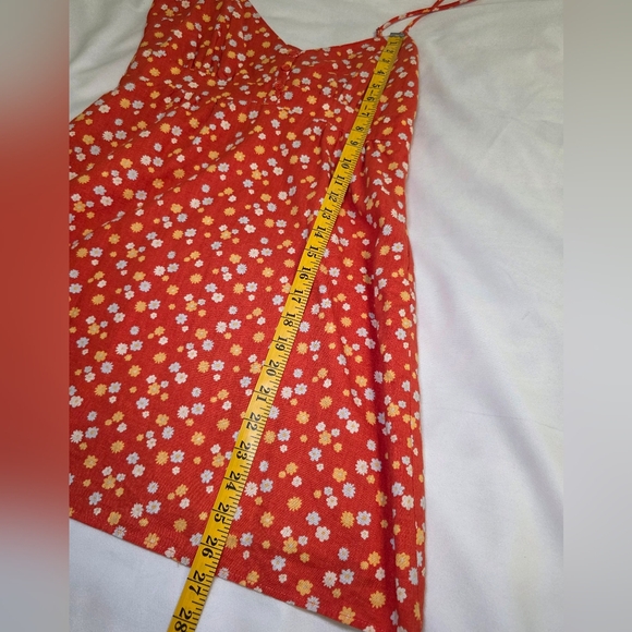 Forever 21 Linen Blend Button Detail Fully Lined Thin Strap Dress- Sz L Orange - Picture 9 of 10